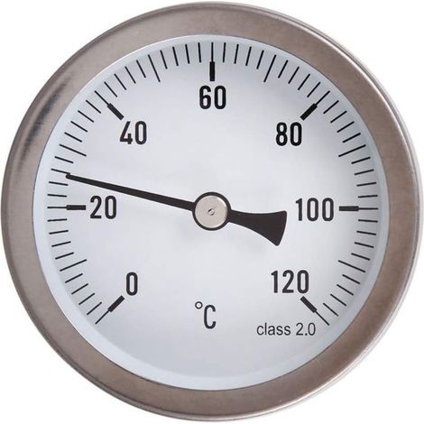 Thermomètre Analogique 63mm Thermomètre à Cadran Horizontal, Thermomètre Horizontal Indicateur à Cadran en Aluminium 0-120°C (1/5)