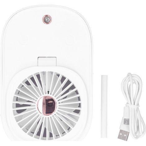 Ventilateur Électrique Portable 2-en-1 avec Humidificateur, 90° Pliable pour Bureau et Maison - Blanc