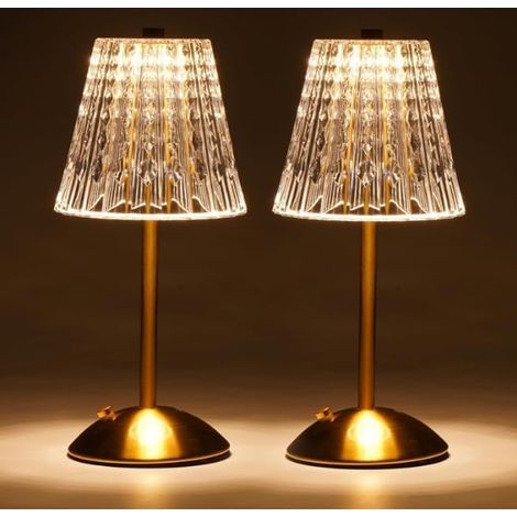 Lampe de table tactile sans fil, à intensité variable, alimentée par piles, pour chambre, salle à manger, décoration intérieure, dorée, lot de 2 (1/5)