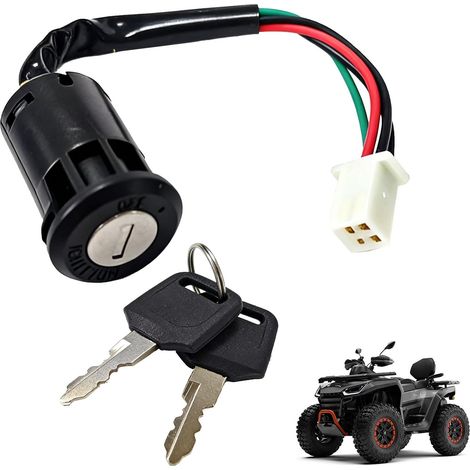Interrupteur à Clé de Contact 4 Fils pour Moto, Contacteur à clé, Compatible avec 50cc-250cc, ATV, Quad, Dirt Bike, Scooter Électrique, Installation Facile, Sécurité Renforcée, Matériaux Durables (1/5)