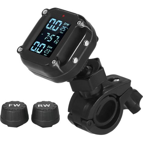 KKMOON Système de surveillance de la pression des pneus de moto étanche 7 modes d'alarme sans fil TPMS Réveil automatique et sommeil Port de charge magnétique avec 2 capteurs externes (1/5)