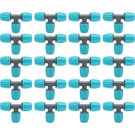 20pcs Raccords en T Barbelé, 16mm Raccords de Tuyau Barbelé Raccords Irrigation Goutte à Goutte Connecteurs en T de Tube Adaptateur 3 Voies Joints de Tuyau pour Jardin Cour Arrosage des Plantes
