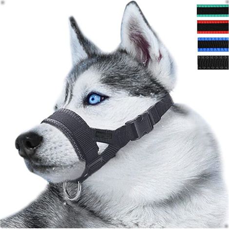 (L,Noir) Muselière en Nylon Réglable pour Chiens, Museliere Anti Aboiement Anti-Morsure