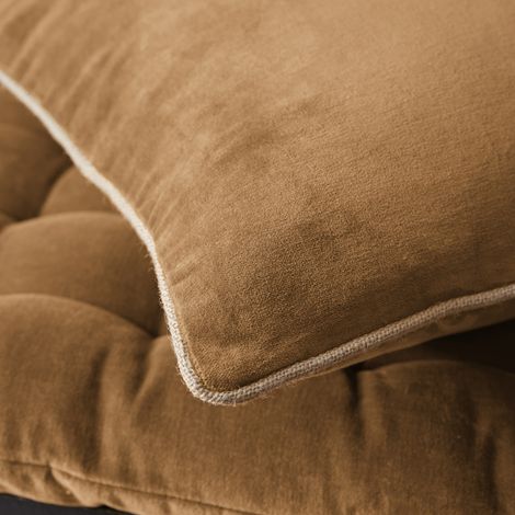 Coussin déhoussable finition galon 45 x 45 cm "César" Velours de Coton - César Camel - César Camel - (1/2)