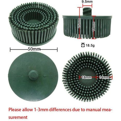 Lot de 10 Disques Abrasifs de 5 cm (2 Pouces) à Poils Grossiers, Grain 50, pour le Décapage et L'Ébavurage, Brosse Électrique (1/5)