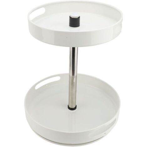 QORVA- Organisateur d'épices à 2 niveaux, plateau rotatif à 360 degrés, plateau tournant à hauteur réglable, étagère de rangement pour assaisonnement de cuisine, condiments blanc (1/2)