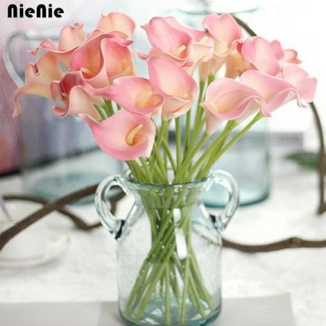 Fleurs Artificielles - Calla Lily - 10 Pièces - Toucher Réaliste - Décoration Intérieure Contemporaine (1/4)