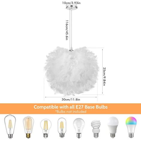 Plafonnier Lustre en plumes Lampes suspendues en plumes blanches modernes Lampes suspendues romantiques E27 Lampes suspendues for chambre d'enfant Suspension de chambre à coucher Luminaire de ma (1/4)