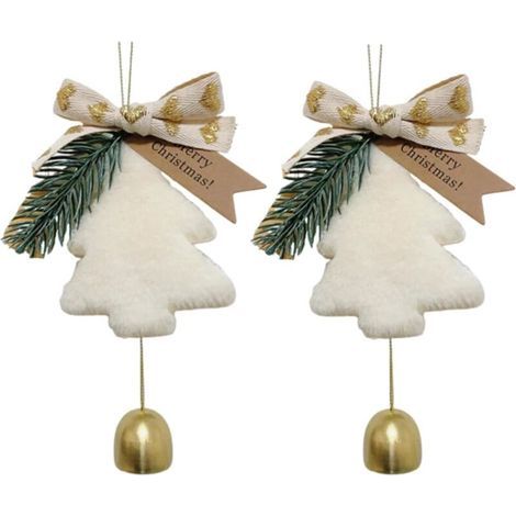 2er-Set Weihnachtsbaumdekoration mit sternförmigen Plüschglocken, weiß, für Weihnachtsfeiern und Holiday-Deko (1/5)