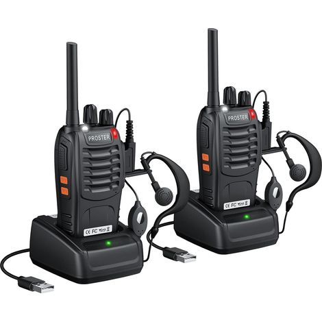 Talkie Walkie Longue Portée Rechargeable avec Écouteurs (2PCS) (1/5)