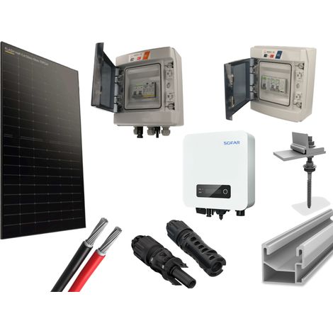 Kit 4 panneaux photovoltaïque pour tôle & fibrociment onduleur centralisé 2000Wc