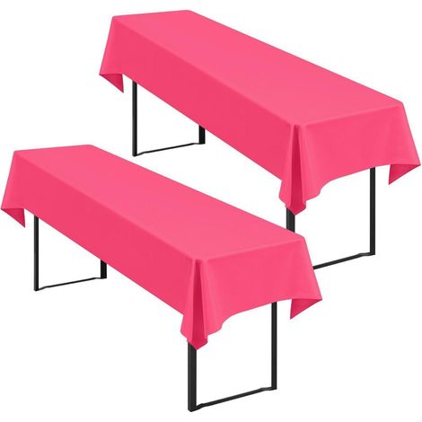 Biertisch-Hussen 2 Stück, 250x100cm, Heißes Rosa, Polyester, Waschbar
