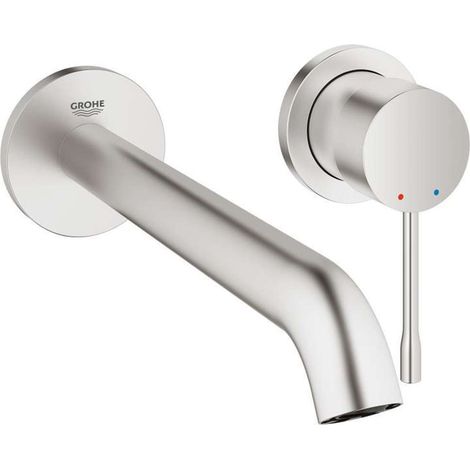 Grohe – Mitigeur de lavabo encastré 2 trous – Finition supersteel – Mousseur réglable 5,7 l/min – Entraxe 110 mm – Longueur bec 230 mm – 19967DC1 (1/10)