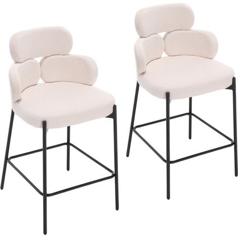 Wahson Sillas de Comedor 2Pcs, Chenille Sillas de comedor con respaldo, sillas modernas para restaurante con patas de metal negro para hogar/cafetería, Beige (1/5)