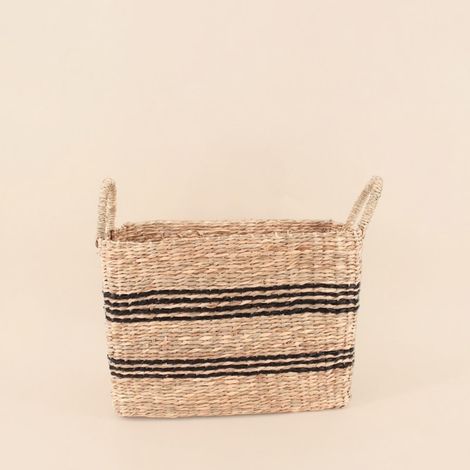 Panier rectangulaire en jonc de mer avec poignées 34x24cm (1/5)