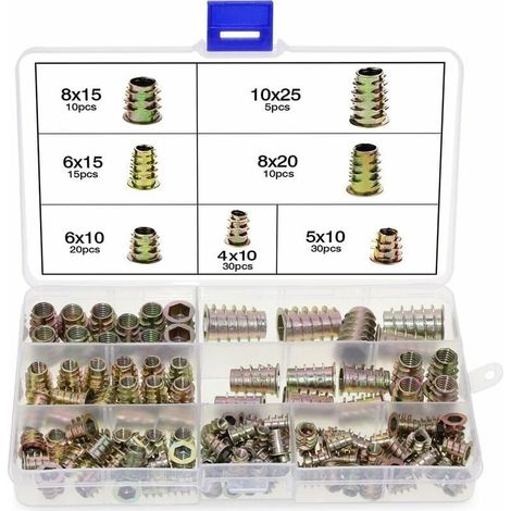 Écrous Hexagonaux Alliage Zinc M4 M5 M6 M8 M10 - Inserts Filetés - Boîte Plastique (1/5)