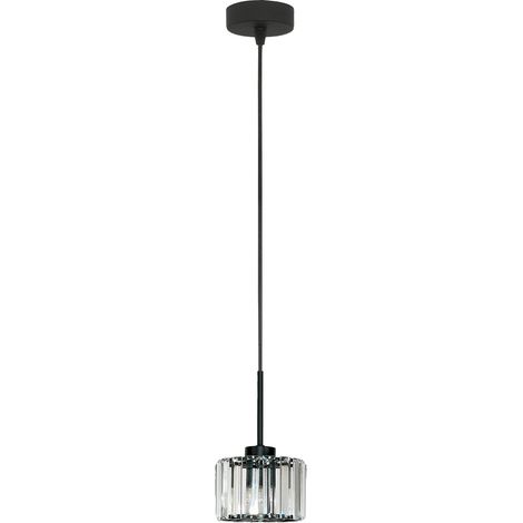 Lámpara de techo colgante negra con pantalla de cristal Omena 14-955