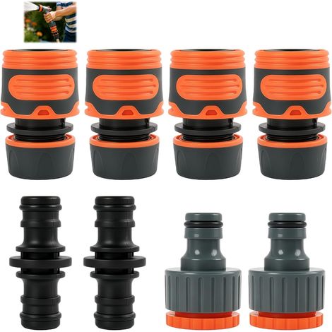 8 Pièces Raccords Rapides pour Tuyau d’Arrosage, Connecteurs 13 mm (1/2 pouce) avec Raccords en Caoutchouc et Plastique,pour Jardin et Irrigation, Anti-Fuite et Durable (1/5)