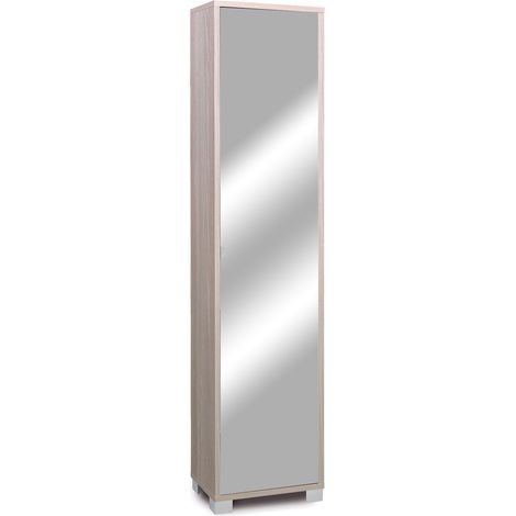 Armadio 1 Anta con Specchio 43x190x29 cm Olmo Chiaro (1/3)