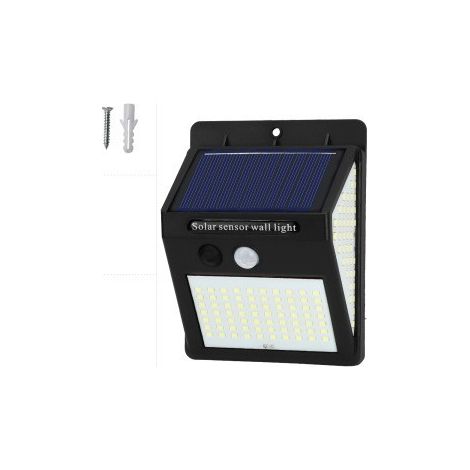 Lampe solaire extérieure, Lampe solaire extérieure avec détecteur de mouvement, 3 modes [1 paquet de 144 LED] Applique murale extérieure solaire sans fil étanche [HK] (1/5)