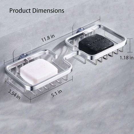 Porte-savon double barre, porte-savon de douche auto-adhésif, porte-savon de salle de bain, porte-savon en aluminium aérospatial (1/4)