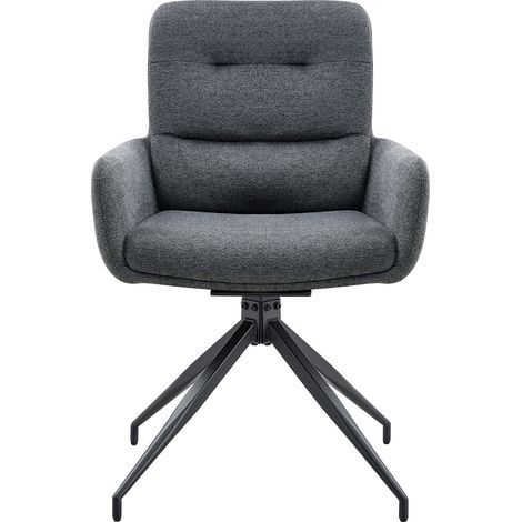 Set de 2 sillas de comedor giratorias 360° en tejido gris oscuro con patas de metal negro MODENUIT (1/5)