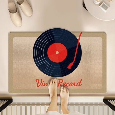 Disque vinyle - 2 disques de 5080 cm (terre de diatomées) Tapis de sol rétro en terre de diatomées, inspiré des cassettes audio et des disques vinyles. Tapis de salle de bain antidérapant, tapis de p (1/5)