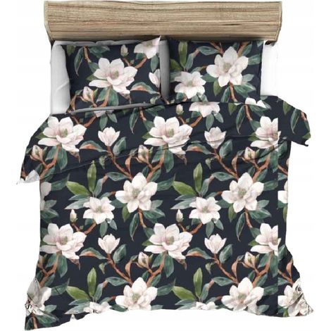 Bettwäsche-Set 160x200 cm, dicke Baumwolle, Blumenmuster
