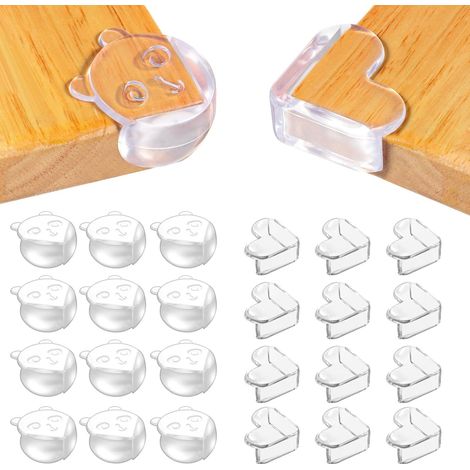 Protector de esquinas para mesa de bebé, 24 piezas con superpegamento mejorado, con forma de corazón y oso. (1/5)