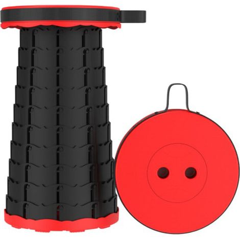 Tabouret télescopique portable, Tabouret Pliable en Plastique, Siege Pliant Portable, Charge max.200KG-rouge (1/5)
