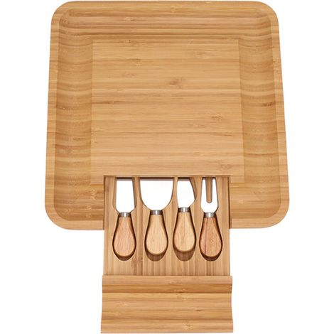 Plateau alimentaire en bambou avec vaisselle, plateau de service à fruits coulissant multifonctionnel pour la cuisine à domicile (1/5)