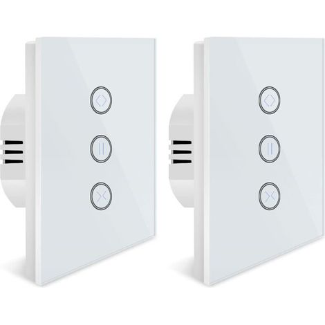 Interrupteur de Rideau, 2x Interrupteur Volet Roulant Connecté, Ouverture Réglable, Commutateur Rideau Stores WiFi (1/5)