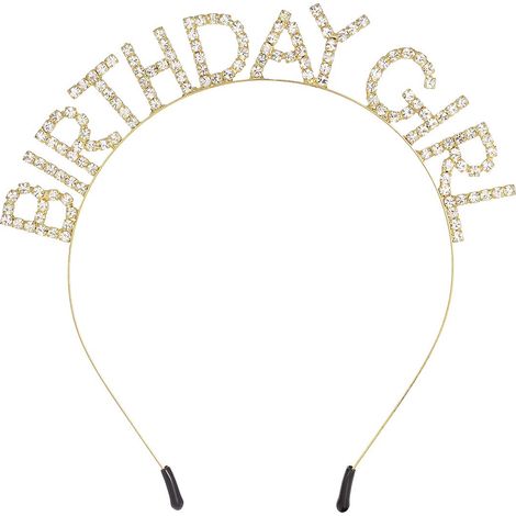 Headband - Crystal Rhinestone Tiara - For Girls Birthday Party - Silver Plated - One Size Fits Most - 1 Piece (1/5)