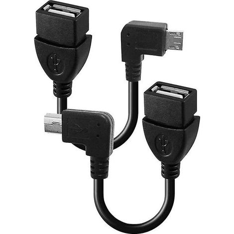 Kit de câbles adaptateurs pour tablettes Android : micro USB OTG coudé, mini USB OTG coudé, adaptateurs pour mini-appareils vers ports standard. (1/3)