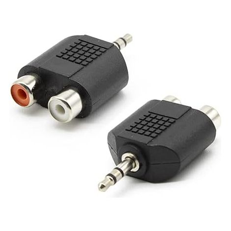 Adattatore stereo da 3,5 mm maschio a 2 RCA femmina  Adattatore audio  Convertitore audio  AUX-IN TRS  Da RCA a Jack  Doppio  PVC  Nero