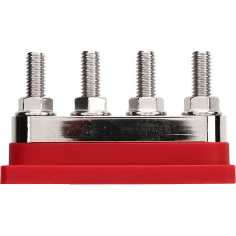 Hochstrom-Batterieverteilerleiste DC 12–48 V, 600 A, M10 4-poliger Stromverteilerblock für Auto, Wohnmobil, Boot, Yacht, rot (1/5)