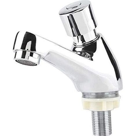 Robinet Poussoir Temporisé, G1/2 Robinet Poussoir Eau Froide Robinets de Lavabo pour Salle de Bain Robinet Salle Bain Robinet Lave Main Eau Froide pour la Salle de Bain et la Cuisine (1/4)