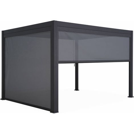 Pergola Bioclimatique gris anthracite 300 x 400cm. aluminium à lames orientables + store 300cm + store 400cm (1/5)