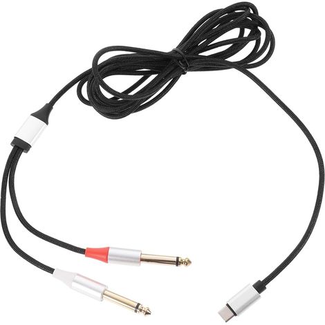 Câble Audio USB-c vers Jack 6, 35mm Double, 2m, Noir (1/5)