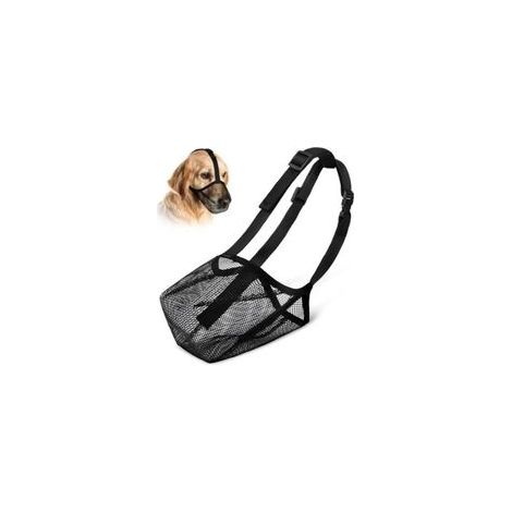 Bozal ajustable para perros de hocico largo: malla de PVC suave, transpirable y cómoda evita ladridos y mordiscos. (1/5)