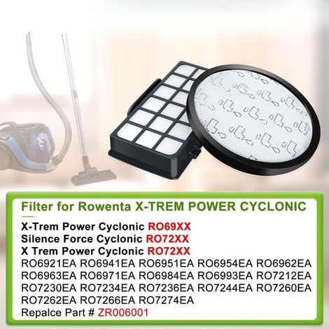 Filtres Aspirateurs pour Rowenta X-Trem Power Cyclonic/Silence Force Cyclonic RO69xx RO72xx RO6924EA RO6931EA RO7266EA RO7260EA RO7212EA Filtre Accessoires (1/5)