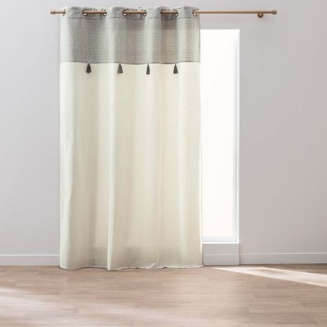 Rideau à Œillets Avec Pompons "Manolo" 140x240cm Naturel