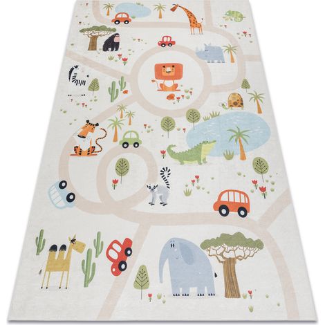 Tappeto lavabile BAMBINO 1165 Zoo per bambini antiscivolo - beige beige 160x220 cm