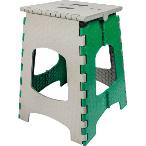 Sgabello pieghevole in plastica grigio-verde 44 cm (1/5)