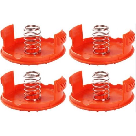 Lot de 4 capuchons de bobine + 4 pièces de rechange pour ressorts compatibles avec les coupe-bordures BLACK+DECKER RC-100-P (1/5)