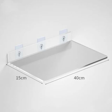 (L-40X15cm)1 étagère de rangement murale en acrylique transparent, support flottant pour livres, maquillage, présentoir pour salle de bain et cuisine (1/5)