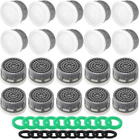 20 aireadores para grifo - Limitador de flujo de 2.2 GPM - Repuesto - Filtro para grifo de baño y cocina - Apto para rosca interna y externa (1/5)