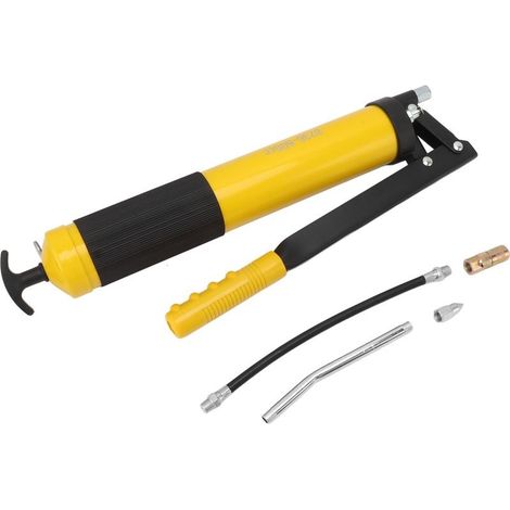 Pistolet à graisse 10000PSI 600CC, manuel, robuste, haute pression, pour Automobiles, camions, navires, tondeuses à gazon, jaune, Piston unique (1/5)