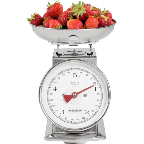 Balance de cuisine analogique mécanique rétro jusqu'à 5 kg avec fonction tara, sans piles ni électricité, utilisable pour la cuisine avec bol en acier inoxydable, facile à lire PC-KW 1247 (1/5)