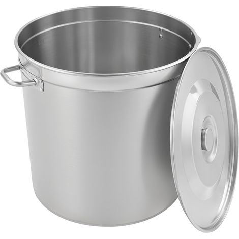 Marmite Inox 98 L avec Couvercle – Grande Marmite à Soupe, Faitout Inox Tous Feux dont Induction – Grande Capacité Acier Inoxydable (1/5)